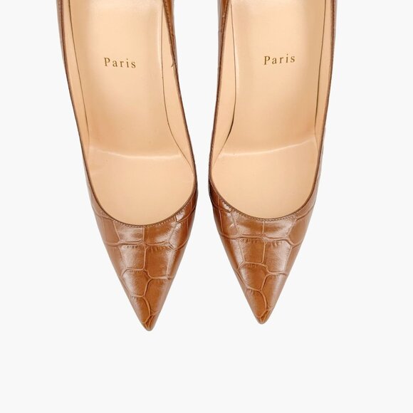 Christian Louboutin Kate 100 Pumps EU 40 US 10 Brown Alligator Croc High Heel - Picture 3 of 9